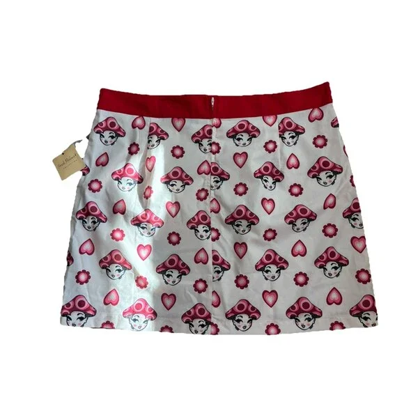 NWT SMAK PARLOUR Mushroom Girl 60s Retro Style Mini Skirt 2x/18 Red White - Picture 2 of 7